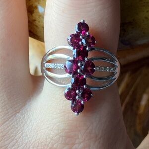 Natural Raspberry Garnet Sterling Silver Ring Size 9.75